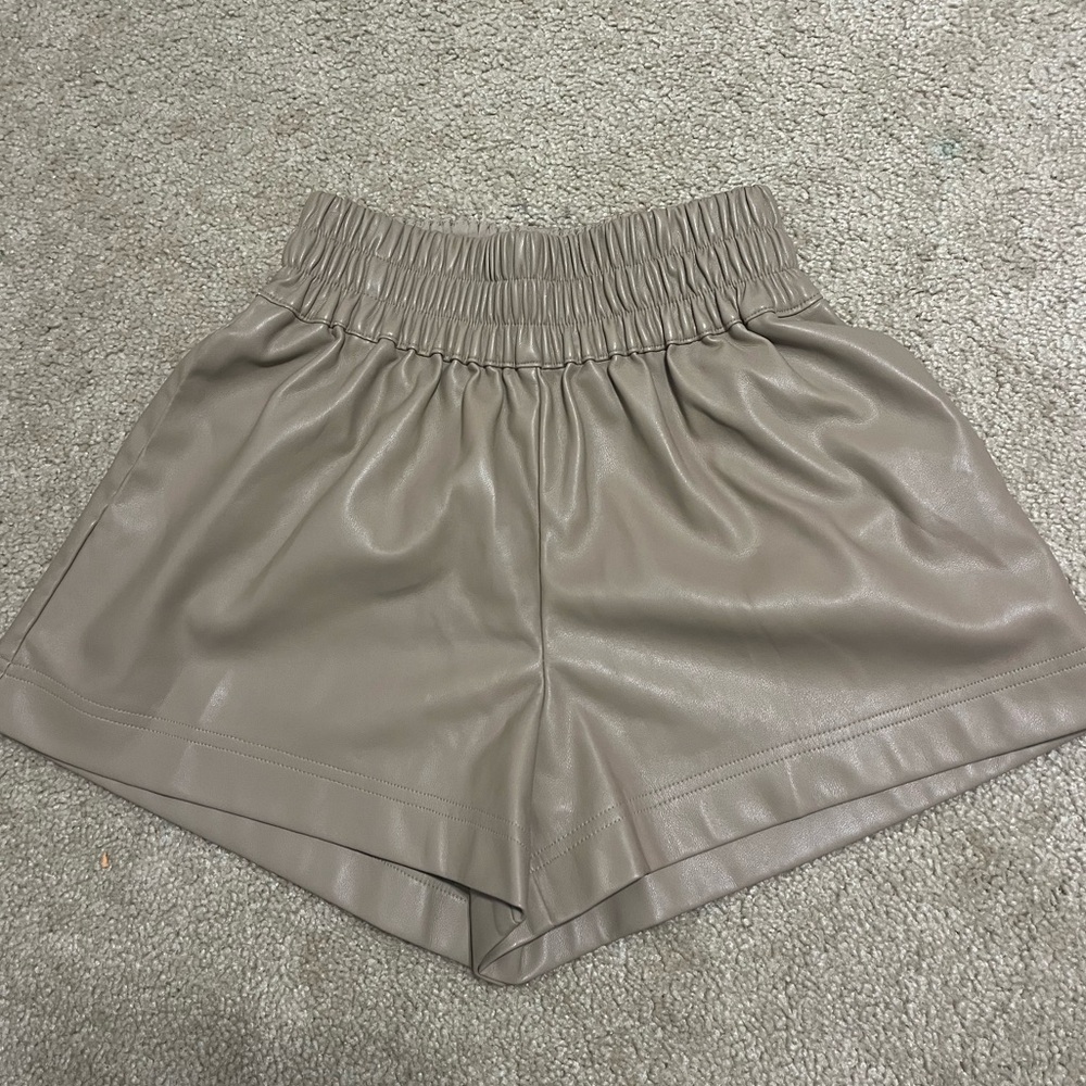 tan faux leather high waisted